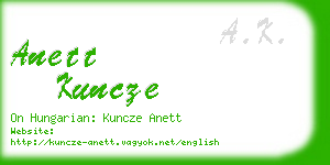 anett kuncze business card